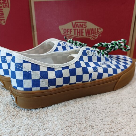 Vans Men's 12 Authentic Blue/Gum Checkerboard VN0009PVY6Z - Picture 2 of 12